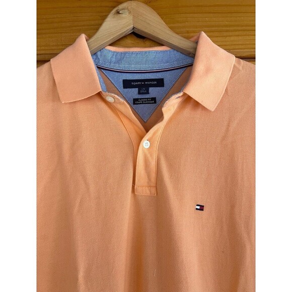 Tommy Hilfiger Orange Polo Shirt Short Sleeve Button Size L - Picture 3 of 4